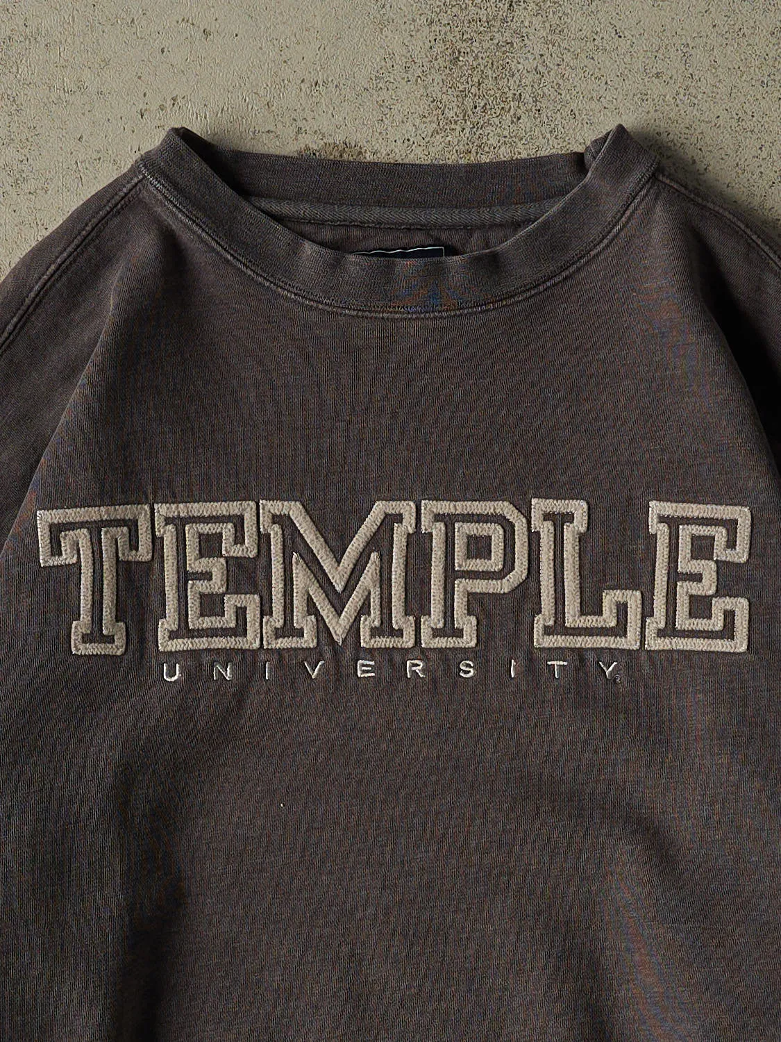 Vintage 90s Charcoal Grey Temple University Embroidered Crewneck (L/XL) sold by Rebalance Vintage product image thumbnail 2