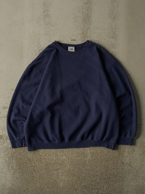 Vintage 90s Navy Blue Blank Crewneck (L/XL) made by Rebalance Vintage