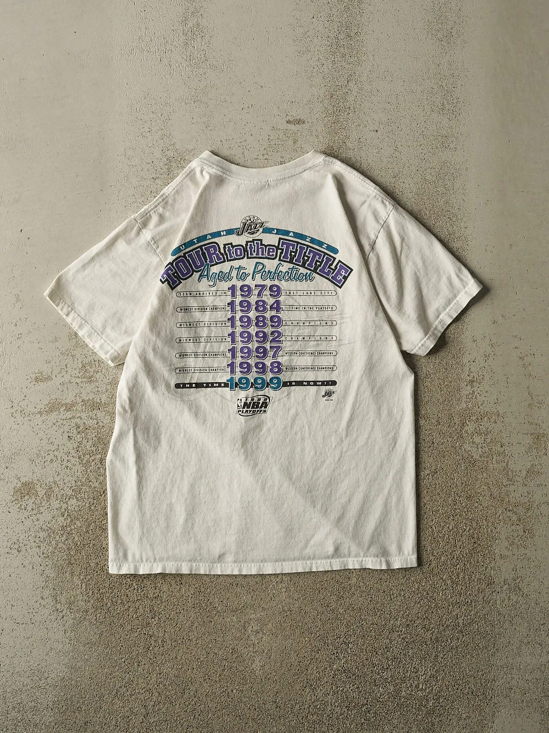 Vintage 99' White Utah Jazz "Tour to the Title" Tee (M/L) sold by Rebalance Vintage product image thumbnail 2