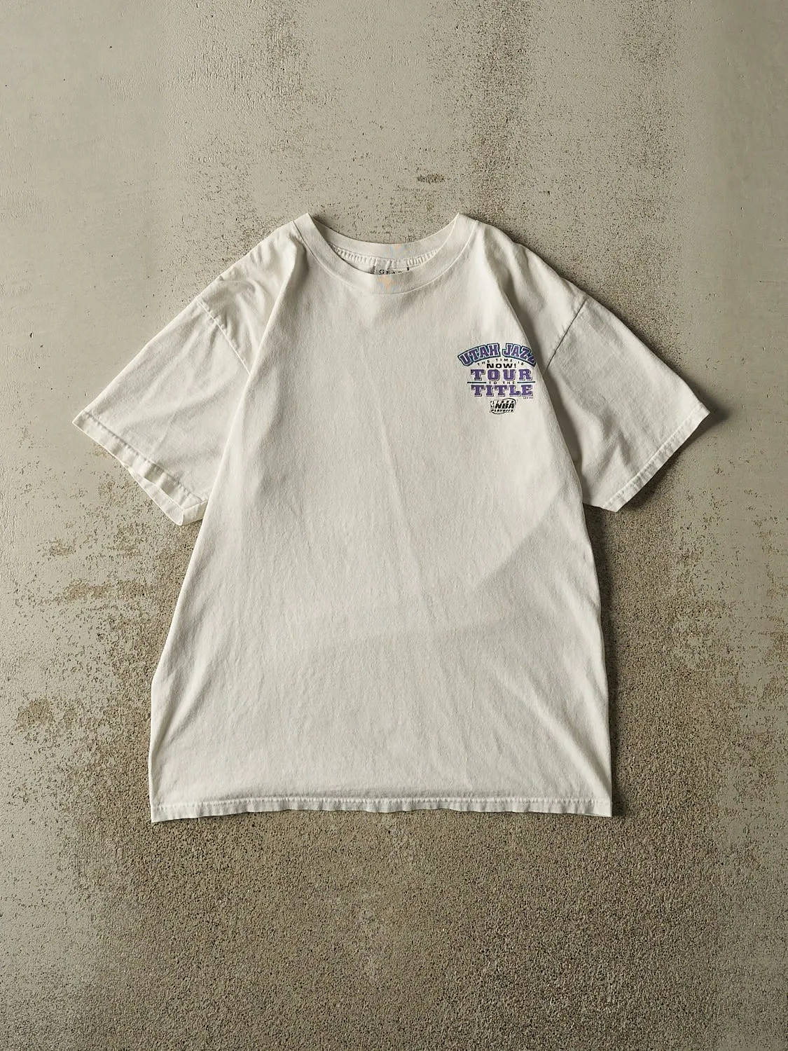 Vintage 99' White Utah Jazz "Tour to the Title" Tee (M/L) sold by Rebalance Vintage
