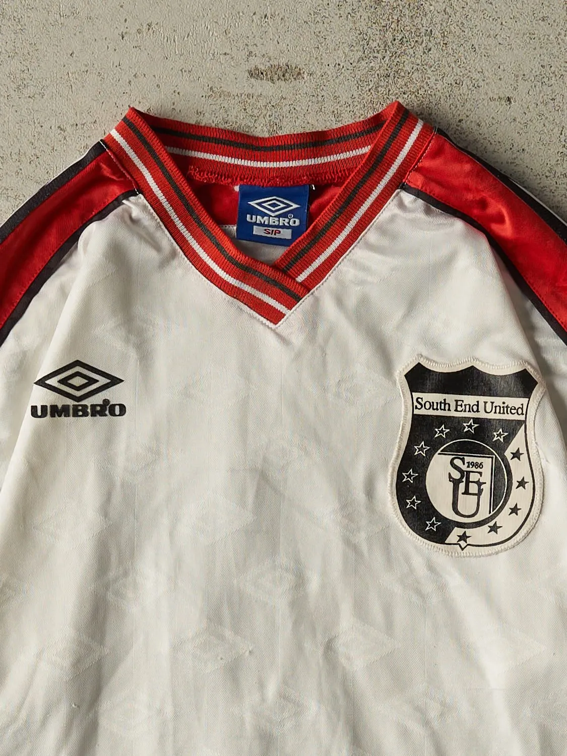 Vintage 90s White Umbro South End United Soccer Jersey (S/M) sold by Rebalance Vintage product image thumbnail 3