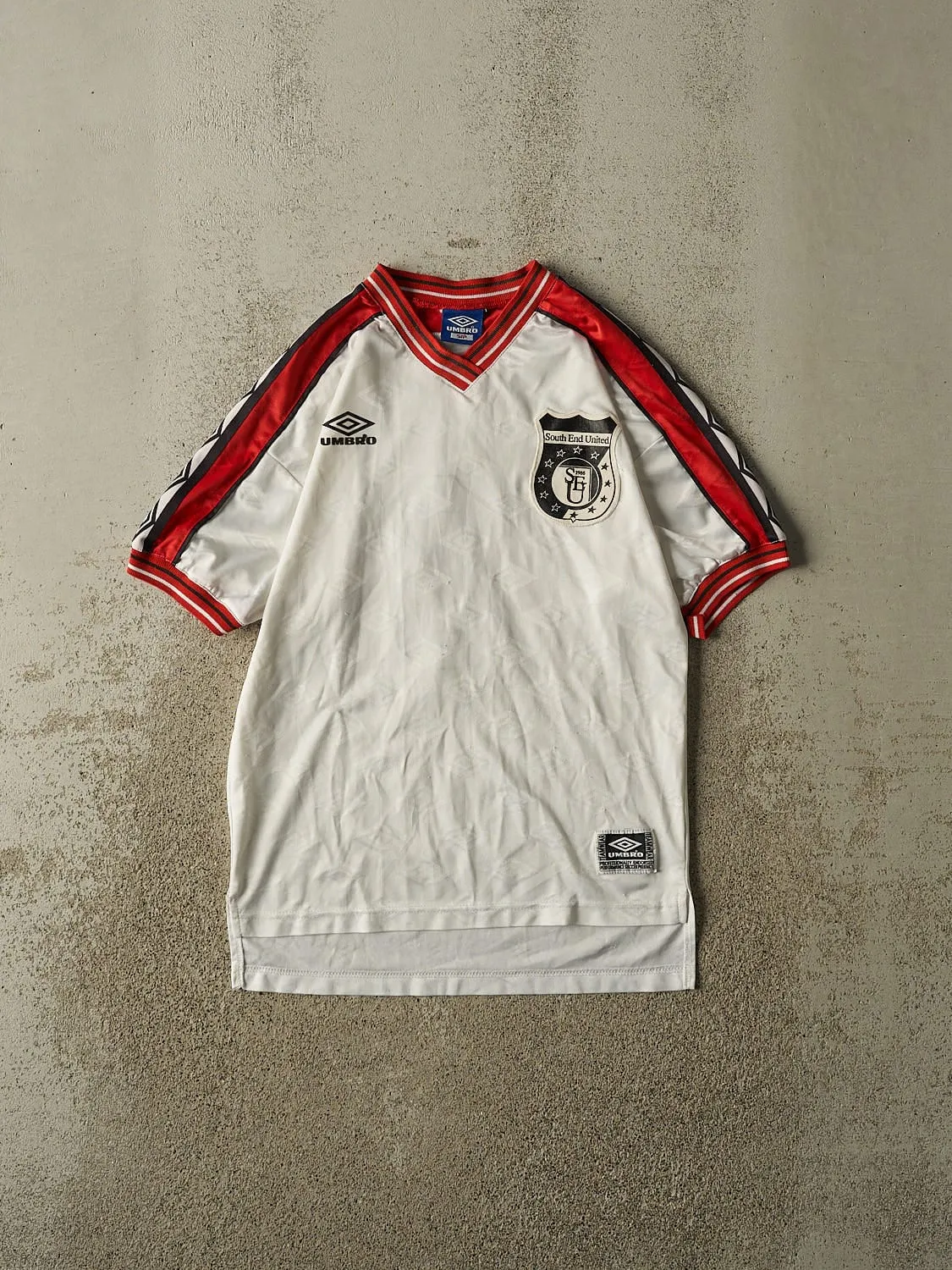 Vintage 90s White Umbro South End United Soccer Jersey (S/M) sold by Rebalance Vintage