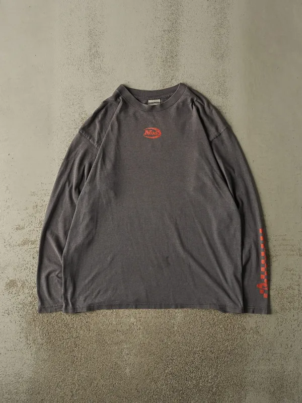 Vintage Y2K Charcoal Grey Nike Logo Long Sleeve (XL) made by Rebalance Vintage