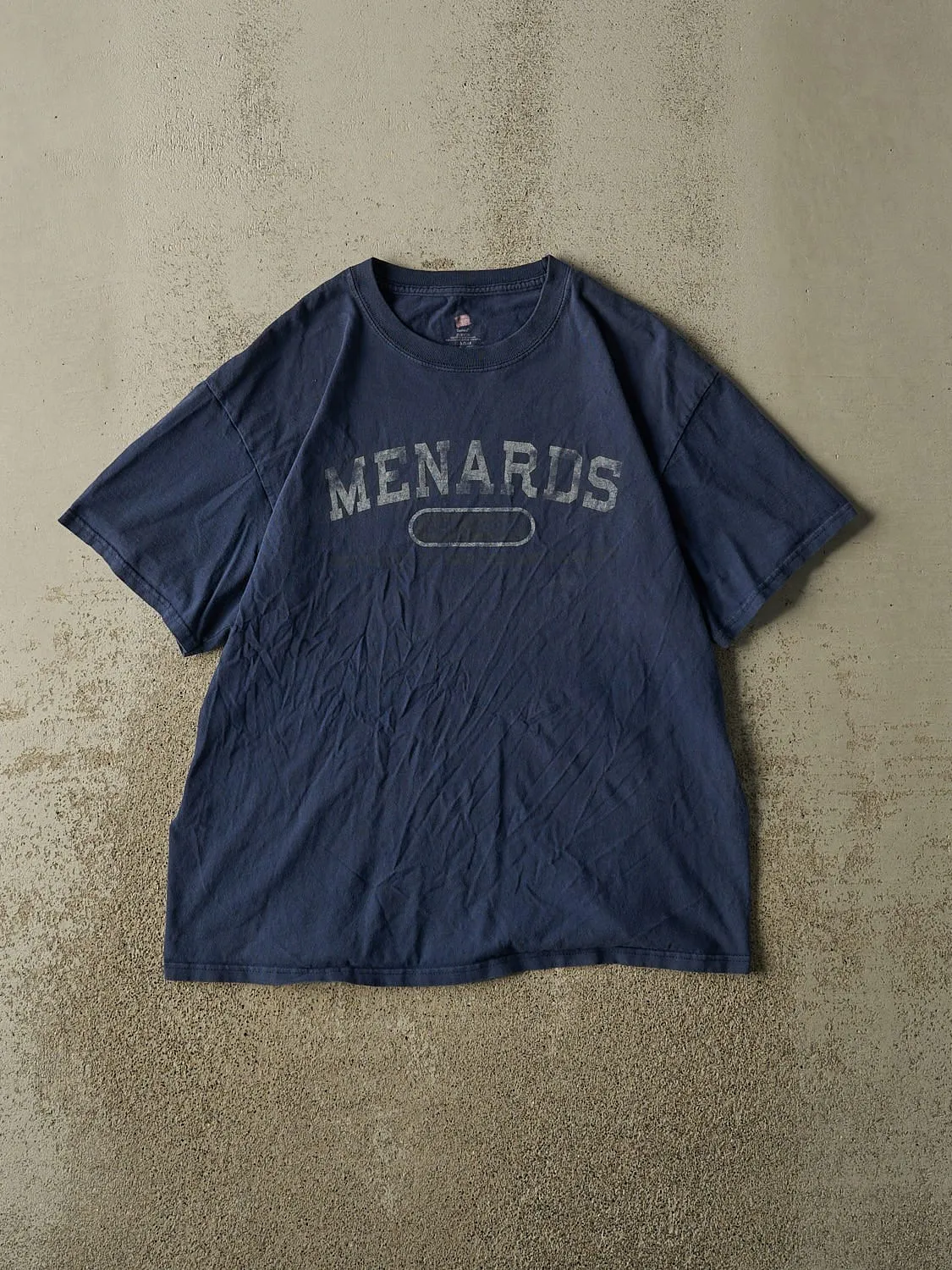 Vintage Y2K Navy Blue Menards Tee (L) sold by Rebalance Vintage