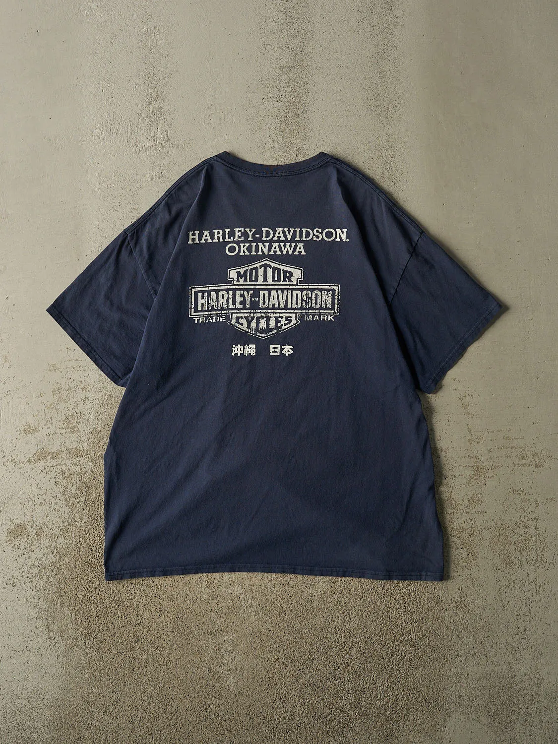 Vintage Y2K Navy Blue Harley Davidson Okinawa Japan Pocket Tee (XL) sold by Rebalance Vintage product image thumbnail 3