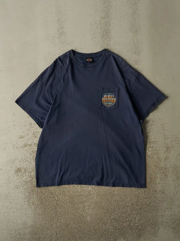 Vintage Y2K Navy Blue Harley Davidson Okinawa Japan Pocket Tee (XL) made by Rebalance Vintage