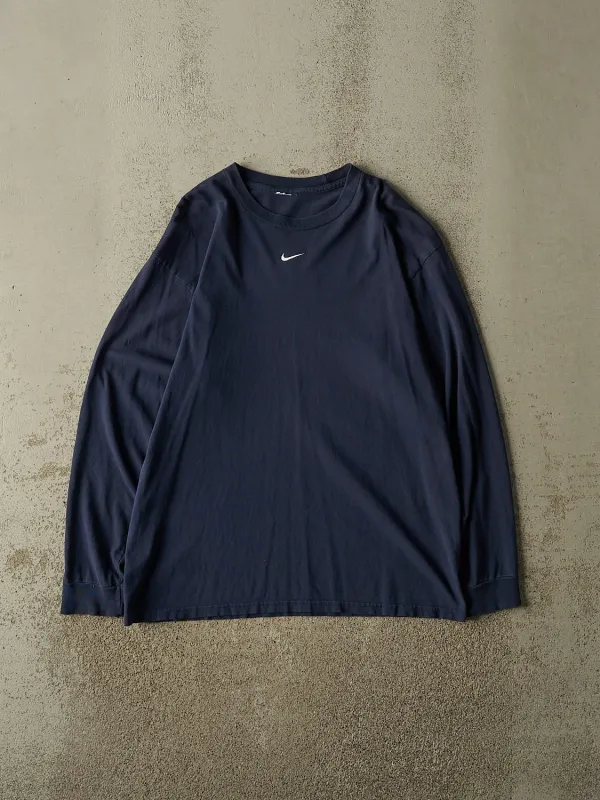 Vintage 90s Navy Blue Nike Embroidered Long Sleeve (M/L) made by Rebalance Vintage