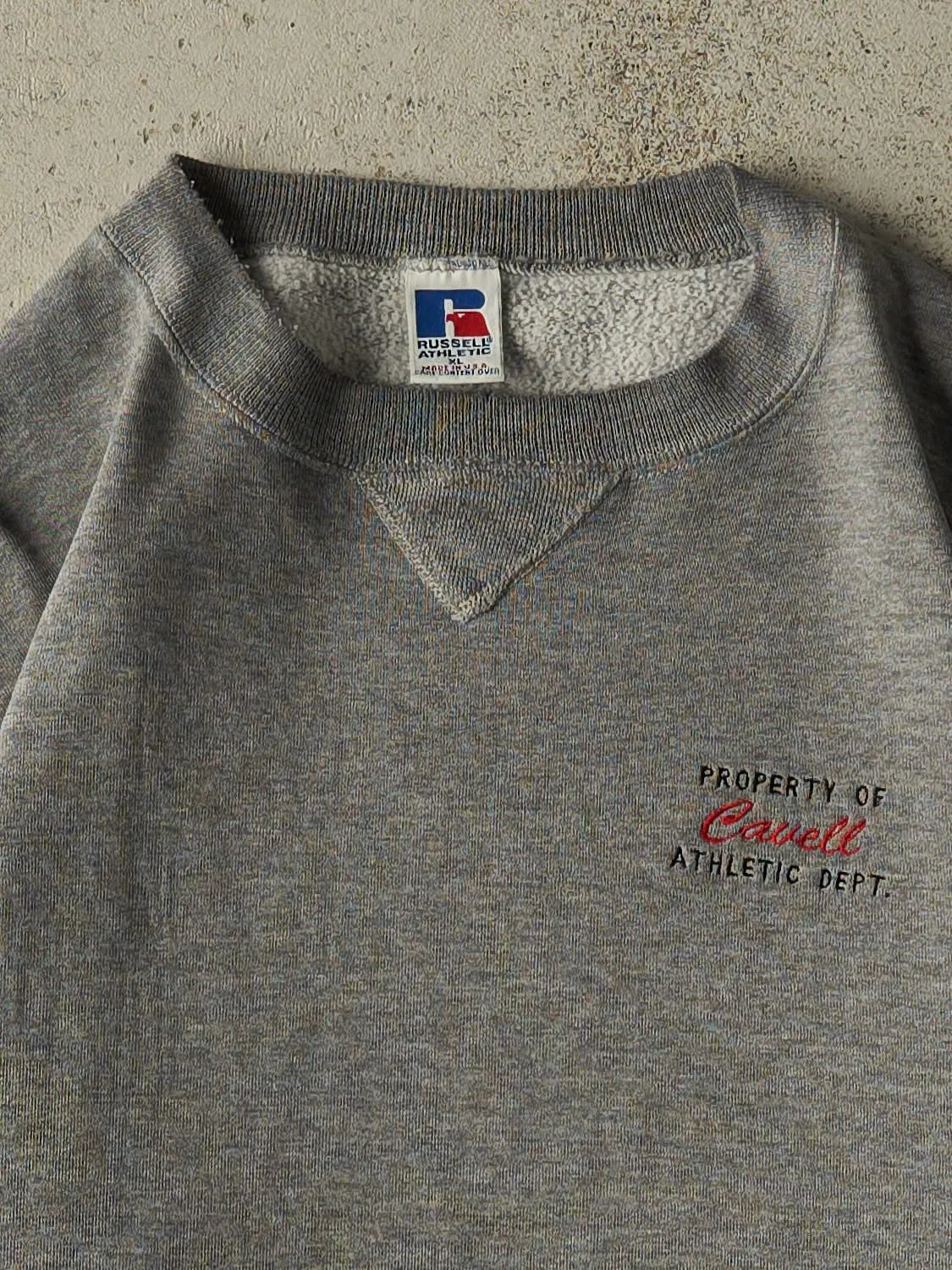 Vintage 90s Grey Russell Athletic Cavell Embroidered Crewneck (L/XL) sold by Rebalance Vintage product image thumbnail 2