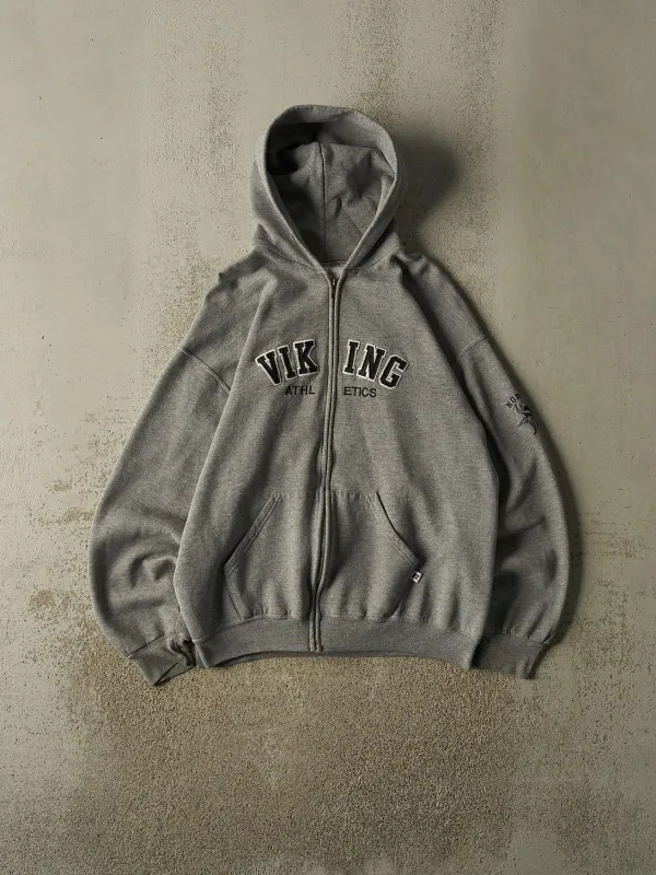 Vintage Y2K Grey Russell Athletic North Viking Zip Up Hoodie (M/L) made by Rebalance Vintage