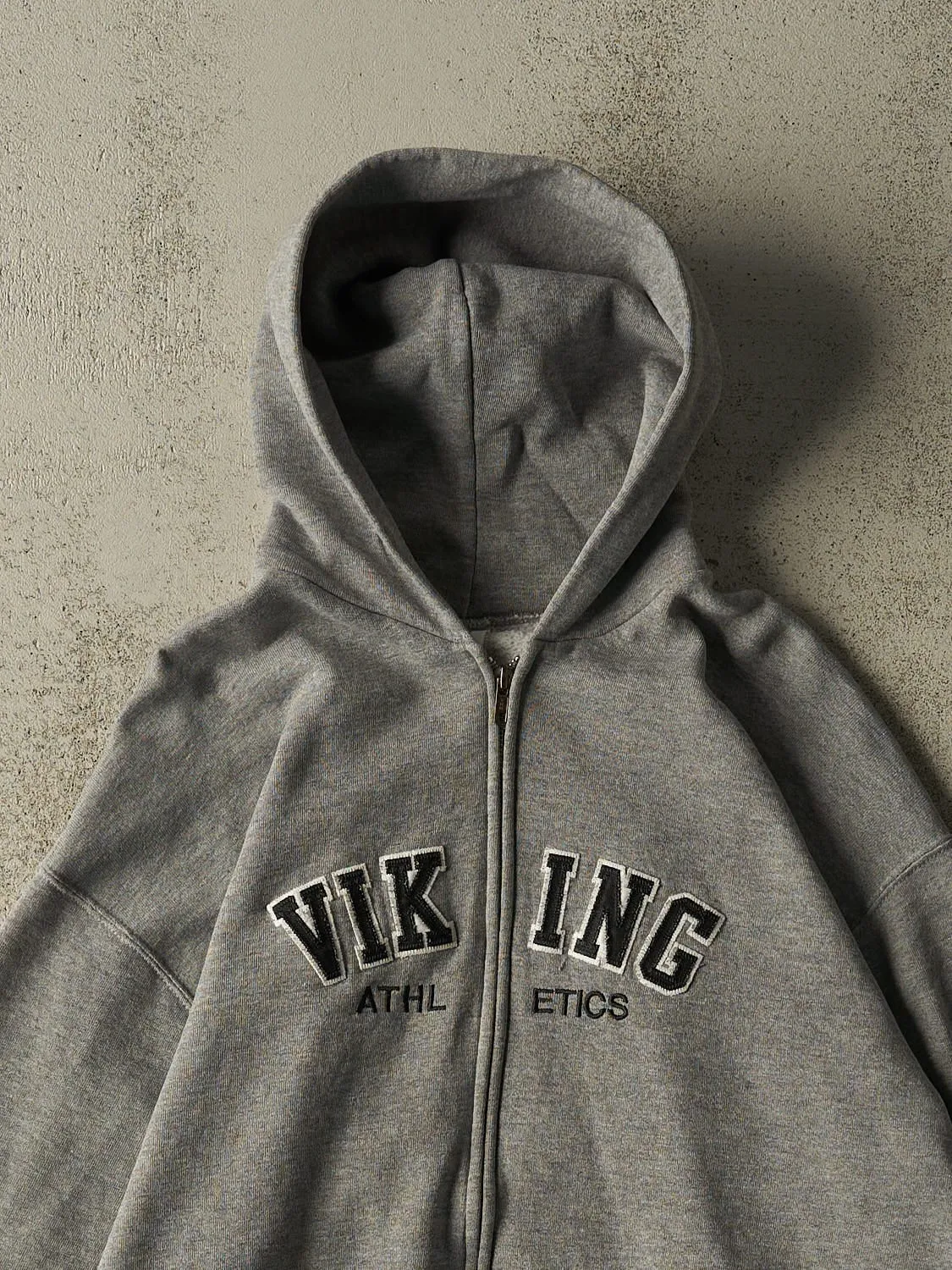 Vintage Y2K Grey Russell Athletic North Viking Zip Up Hoodie (M/L) sold by Rebalance Vintage product image thumbnail 2