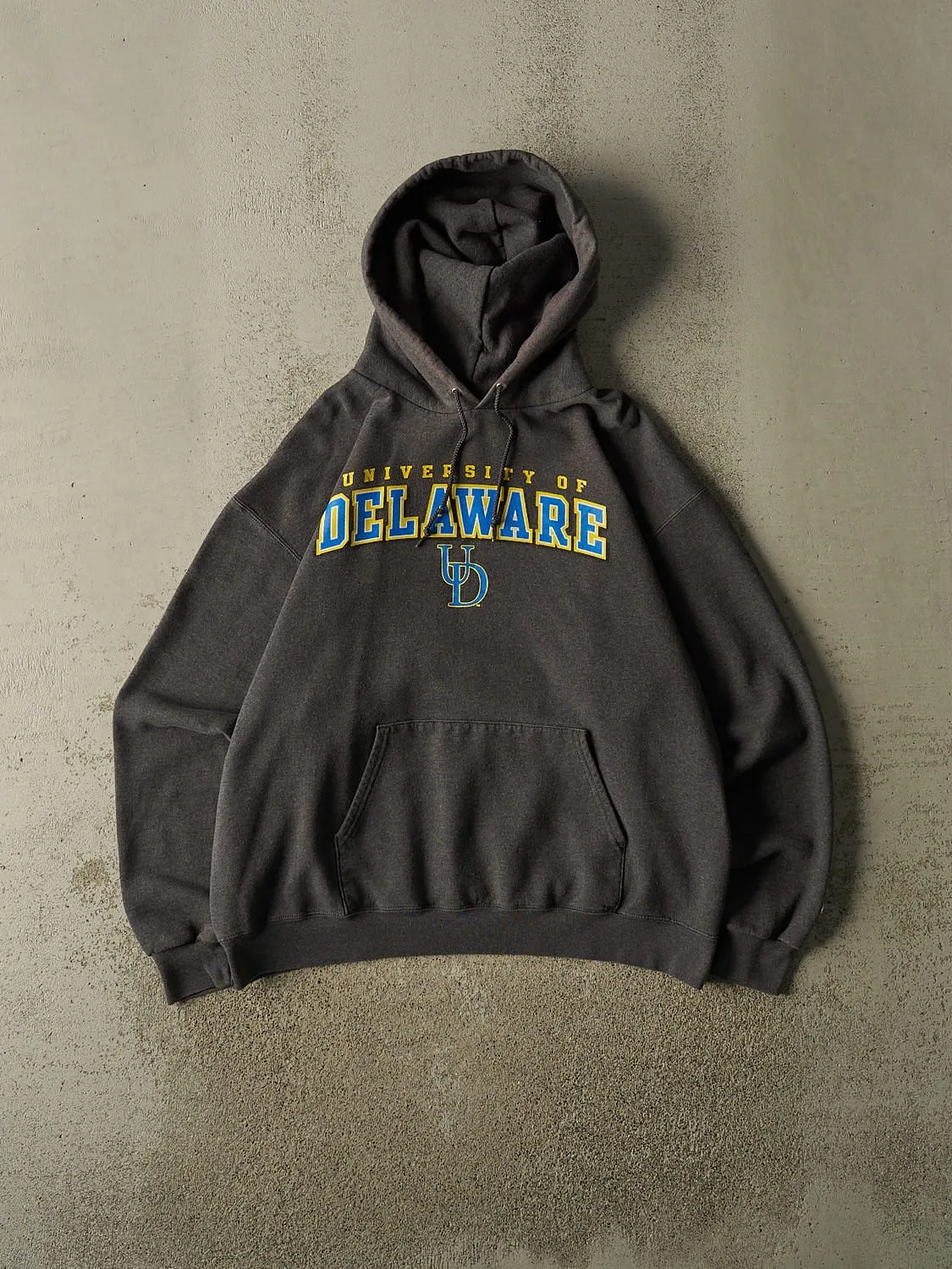 Vintage Y2K Charcoal Grey University of Delaware Hoodie (L/XL) sold by Rebalance Vintage