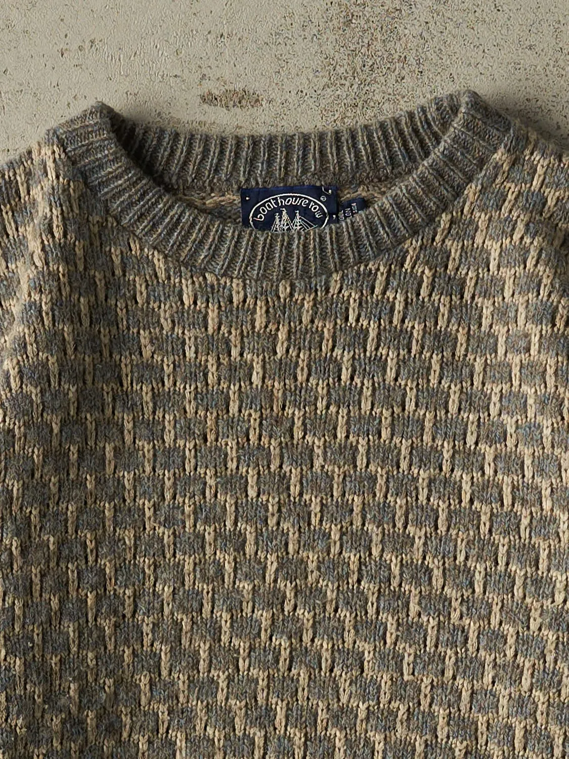 Vintage 80s Beige & Grey Box Weave Patterned Knit (S/M) sold by Rebalance Vintage product image thumbnail 2