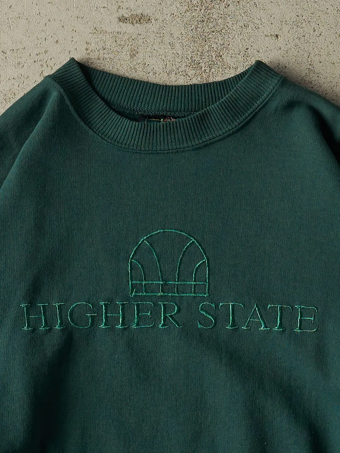 Vintage 90s Green Higher State Embroidered Crewneck (M/L) sold by Rebalance Vintage product image thumbnail 2