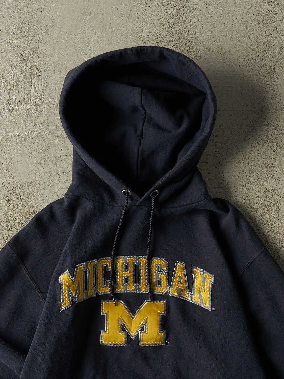 Vintage Y2K Navy Blue University of Michigan Embroidered Hoodie (S) sold by Rebalance Vintage product image thumbnail 2