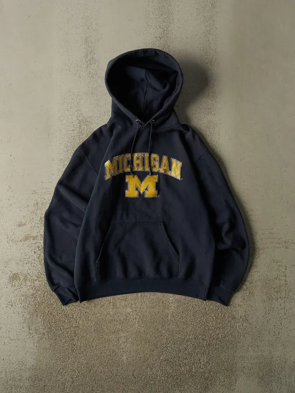 Vintage Y2K Navy Blue University of Michigan Embroidered Hoodie (S) made by Rebalance Vintage
