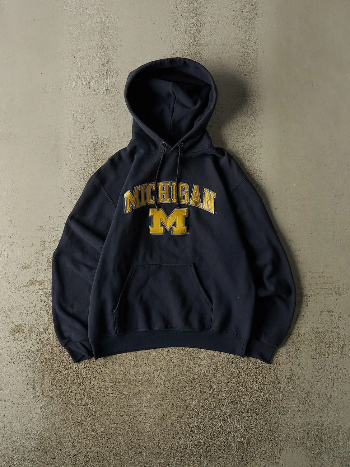 Vintage Y2K Navy Blue University of Michigan Embroidered Hoodie (S) sold by Rebalance Vintage