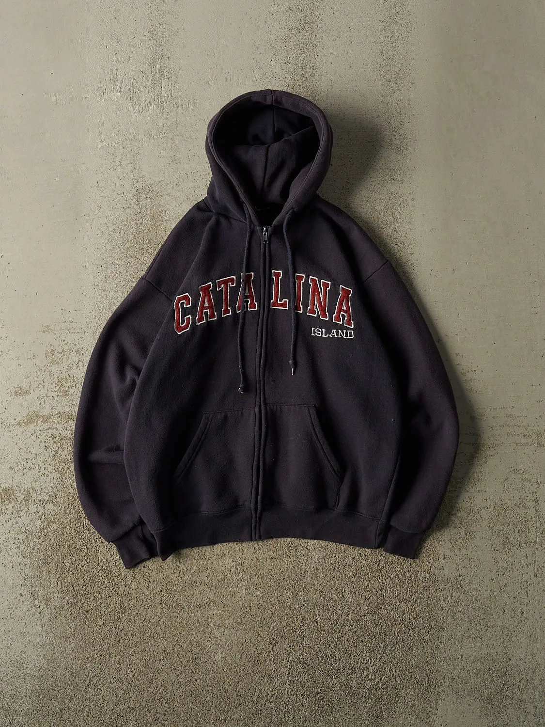 Vintage 90s Navy Blue Catalina Island Embroidered Zip Up Hoodie (S/M) sold by Rebalance Vintage