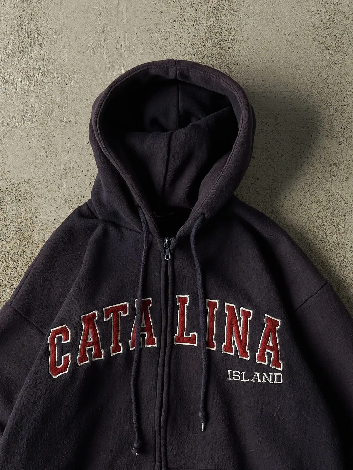 Vintage 90s Navy Blue Catalina Island Embroidered Zip Up Hoodie (S/M) sold by Rebalance Vintage product image thumbnail 2