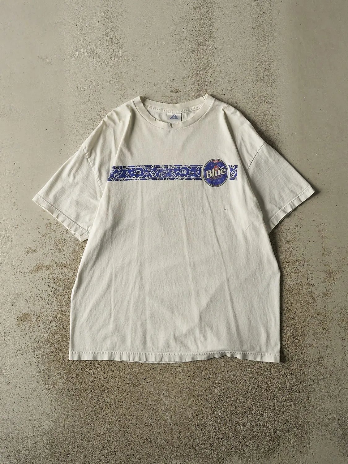 Vintage Y2K White Labatt Blue Tee (L) sold by Rebalance Vintage