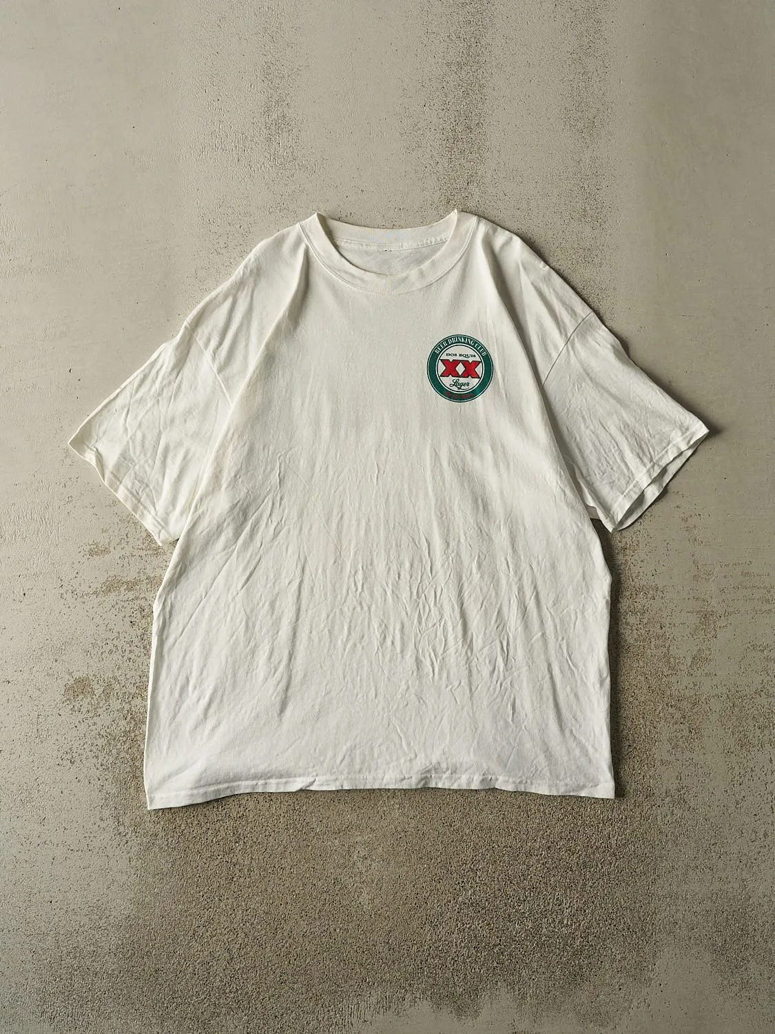 Vintage 90s White Dos Equis Beer Tee (XL/XXL) sold by Rebalance Vintage