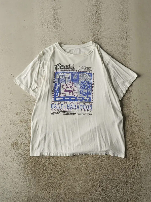 Vintage 93' White Coors Light Toronto Half Marathon Tee (L) made by Rebalance Vintage