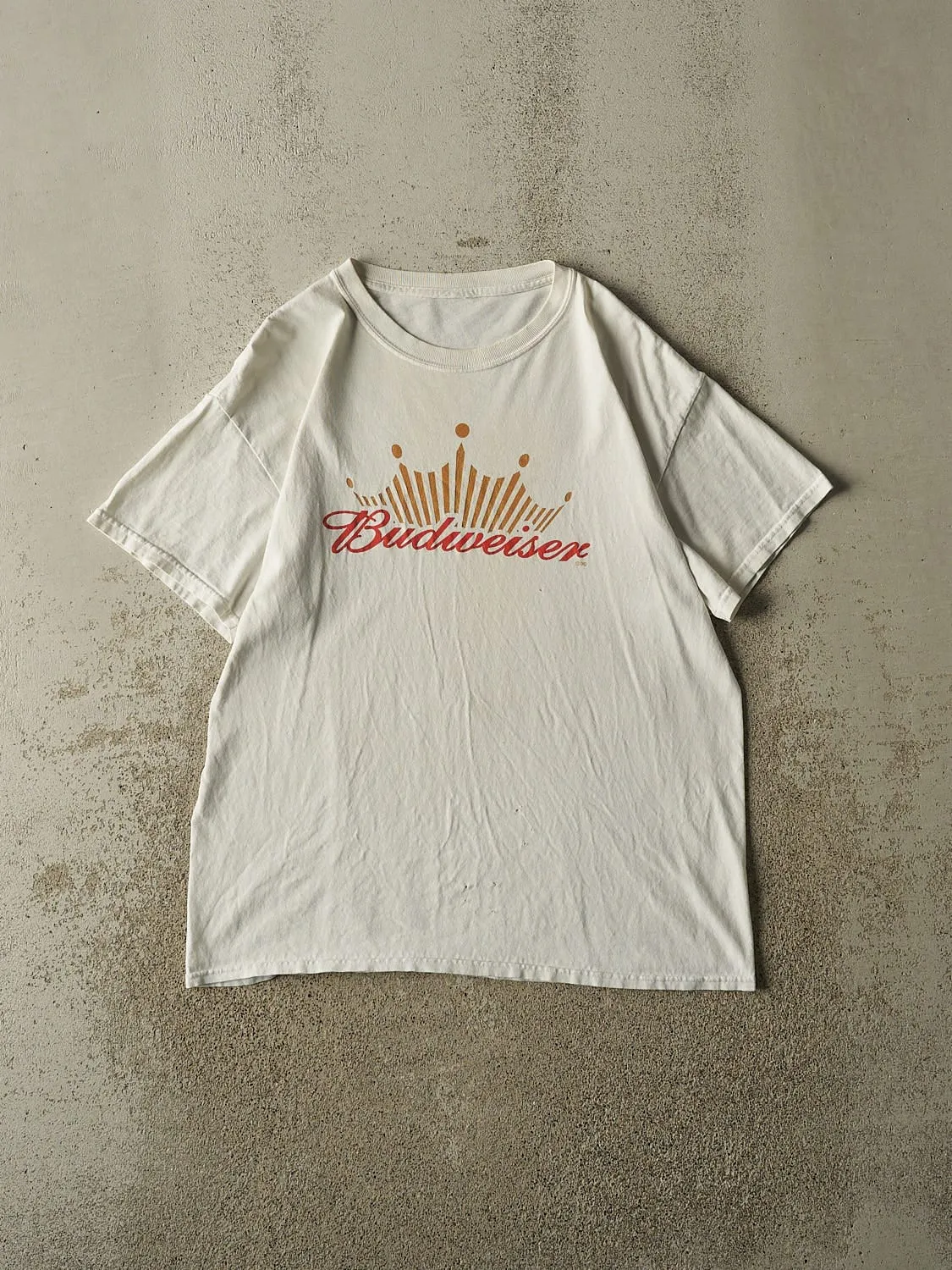 Vintage 90s White Budweiser Tee (L) sold by Rebalance Vintage