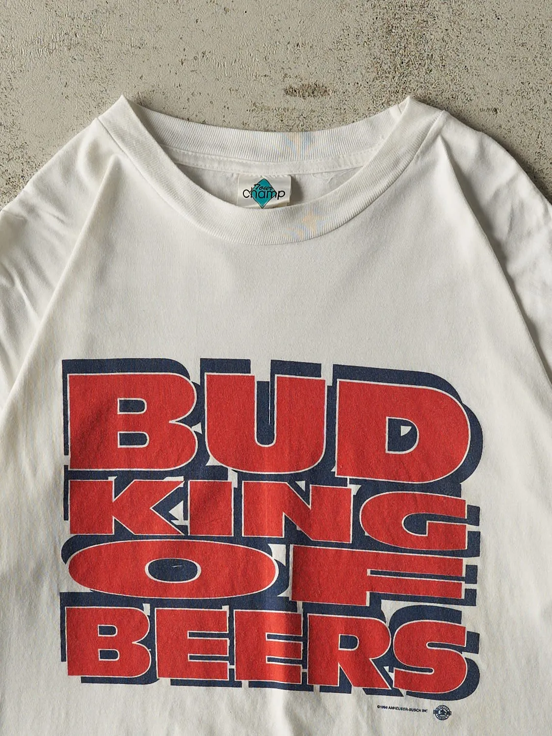 Vintage 96' White Budweiser King Of Beers Tee (XL) sold by Rebalance Vintage product image thumbnail 2