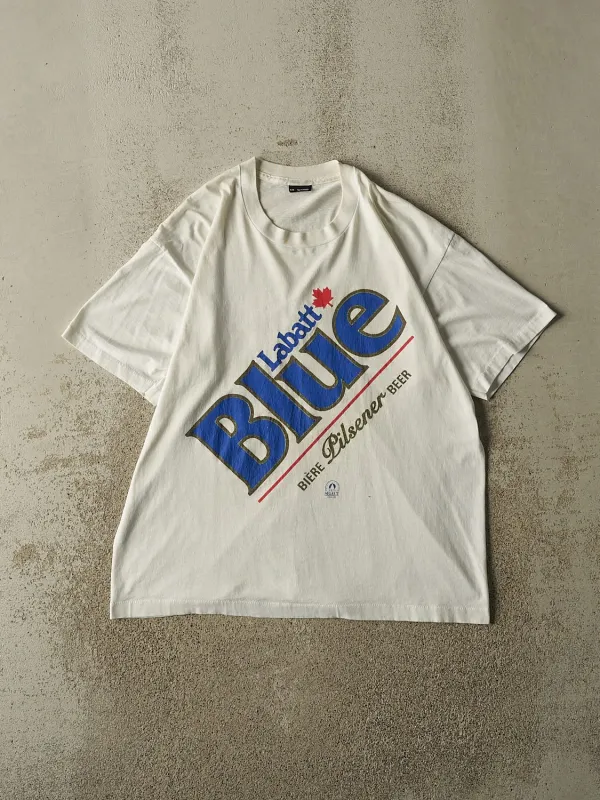 Vintage 80s White Labatt Blue Single Stitch Tee (L) made by Rebalance Vintage