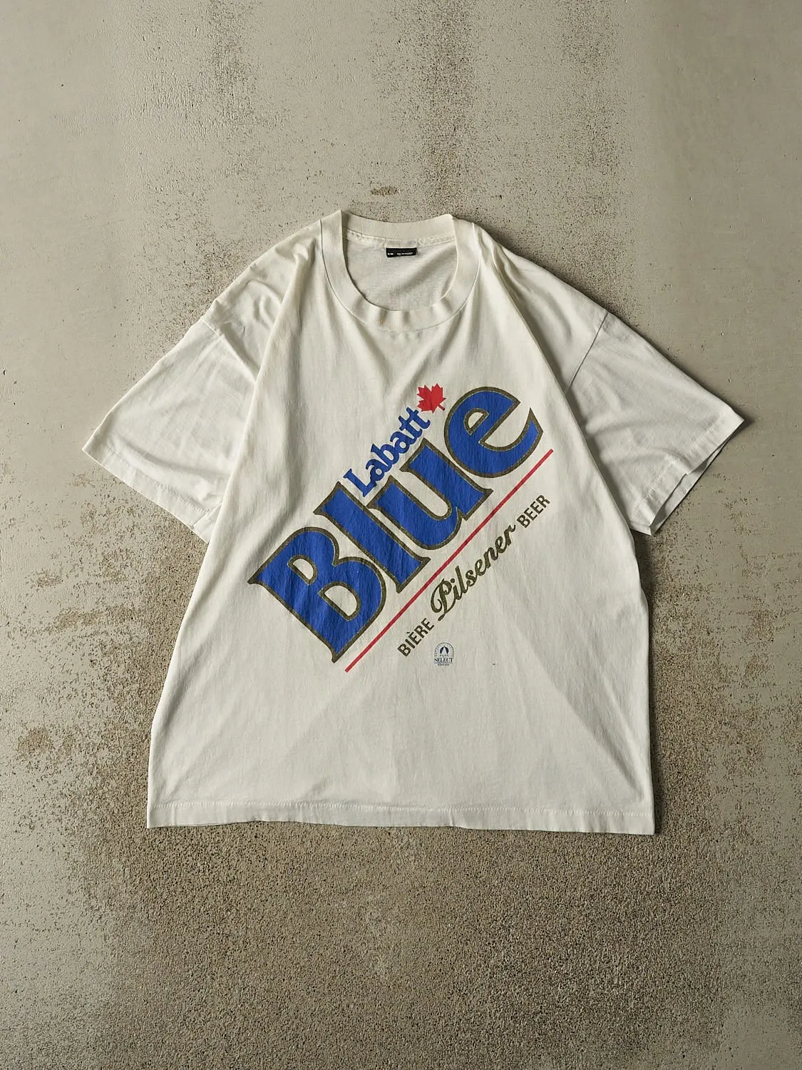 Vintage 80s White Labatt Blue Single Stitch Tee (L) sold by Rebalance Vintage
