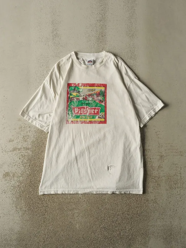Vintage Y2K White Pilsner Beer Tee (L/XL) made by Rebalance Vintage
