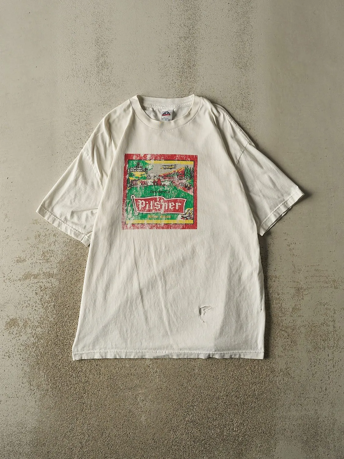 Vintage Y2K White Pilsner Beer Tee (L/XL) sold by Rebalance Vintage