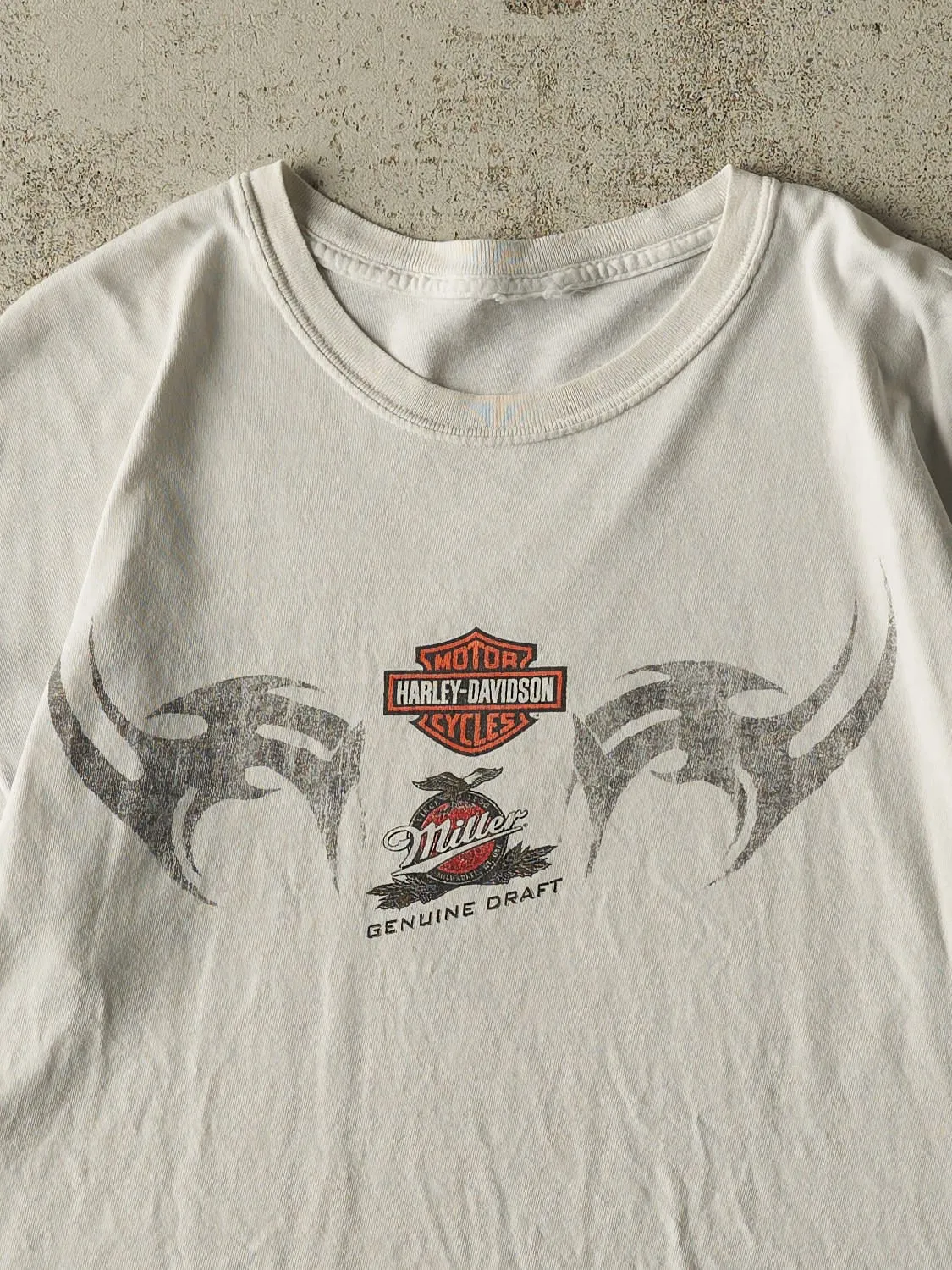 Vintage Y2K White Harley Davidson x Miller Genuine Draft Tee (L/XL) sold by Rebalance Vintage product image thumbnail 3