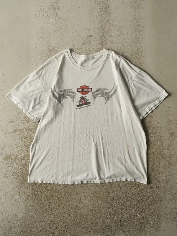 Vintage Y2K White Harley Davidson x Miller Genuine Draft Tee (L/XL) made by Rebalance Vintage