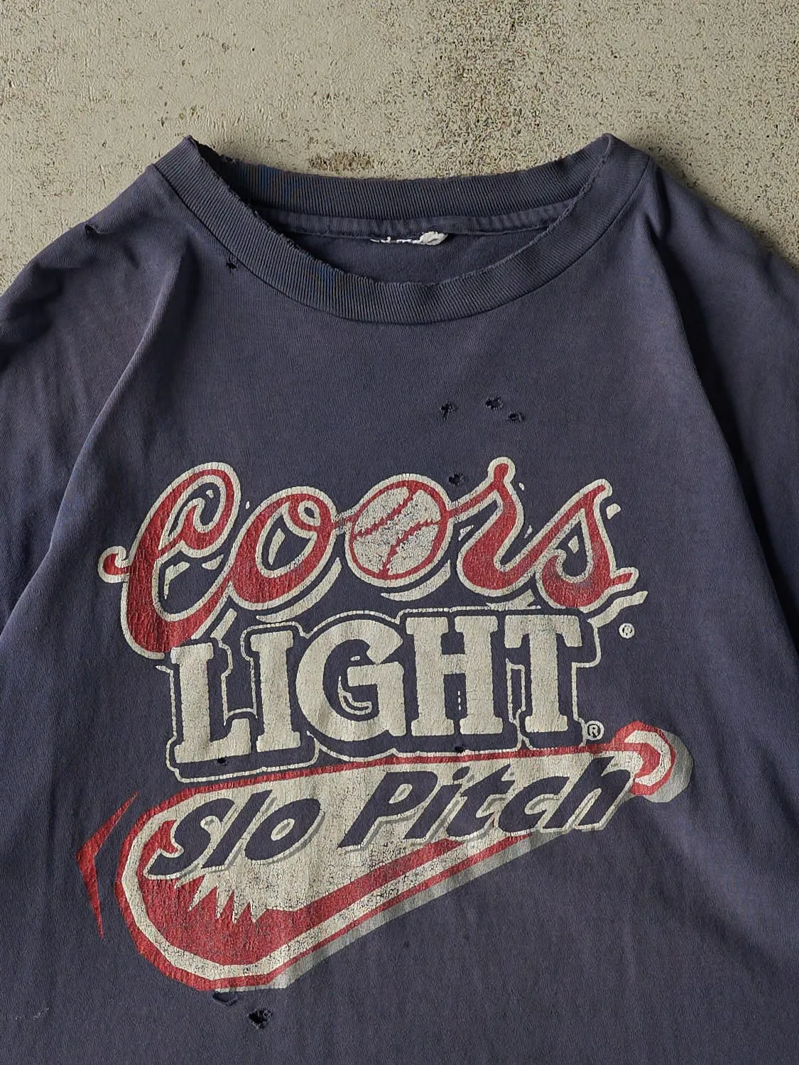 Vintage 90s Sun Faded Navy Coors Light Slo Pitch Single Stitch Tee (XL) sold by Rebalance Vintage product image thumbnail 2