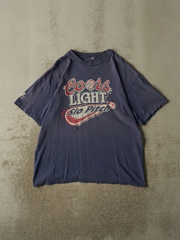 Vintage 90s Sun Faded Navy Coors Light Slo Pitch Single Stitch Tee (XL) made by Rebalance Vintage