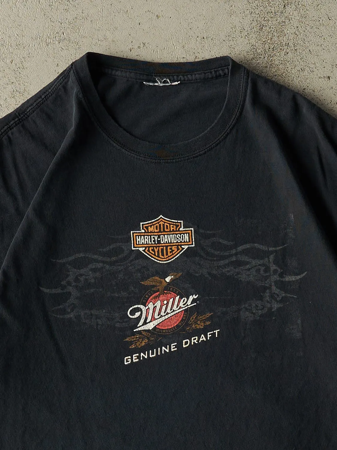 Vintage Y2K Black Harley Davidson Miller Genuine Draft Tee (L/XL) sold by Rebalance Vintage product image thumbnail 2