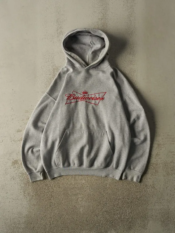 Vintage Y2K Grey Budweiser Super Bowl XLII Hoodie (L) made by Rebalance Vintage