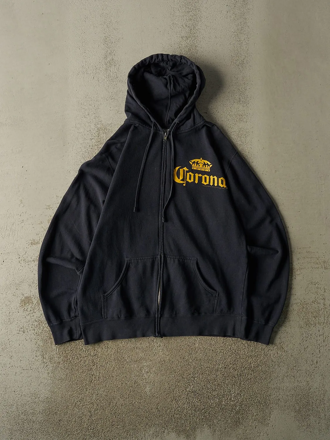 Vintage Y2K Navy Blue Corona Zip Up Hoodie (L) sold by Rebalance Vintage