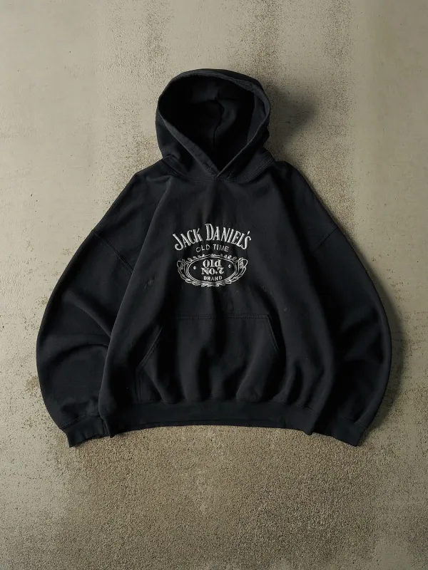 Vintage 90s Faded Black Jack Daniels Embroidered Hoodie (M) made by Rebalance Vintage