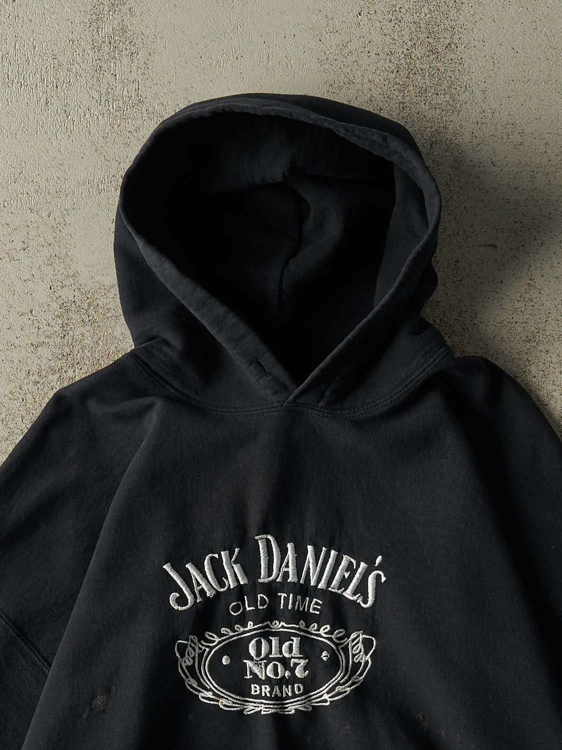 Vintage 90s Faded Black Jack Daniels Embroidered Hoodie (M) sold by Rebalance Vintage product image thumbnail 2