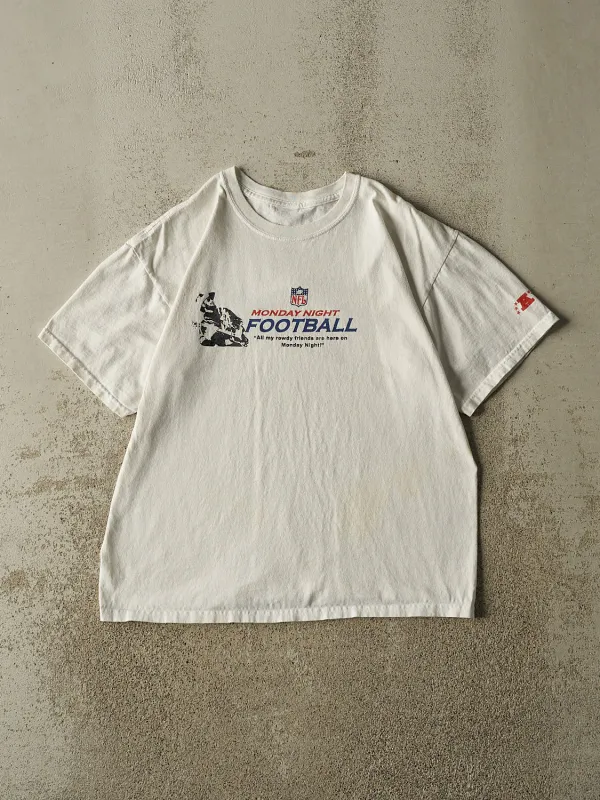 Vintage Y2K White NFL Monday Night Football Tee (M) made by Rebalance Vintage