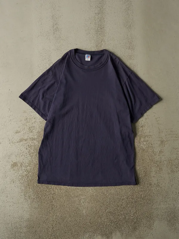Vintage 90s Navy Blue Russell Athletic Blank Tee (L/XL) made by Rebalance Vintage