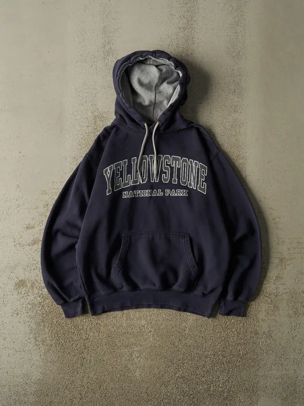 Vintage Y2K Navy Blue Yellowstone National Park Hoodie (S/M) made by Rebalance Vintage