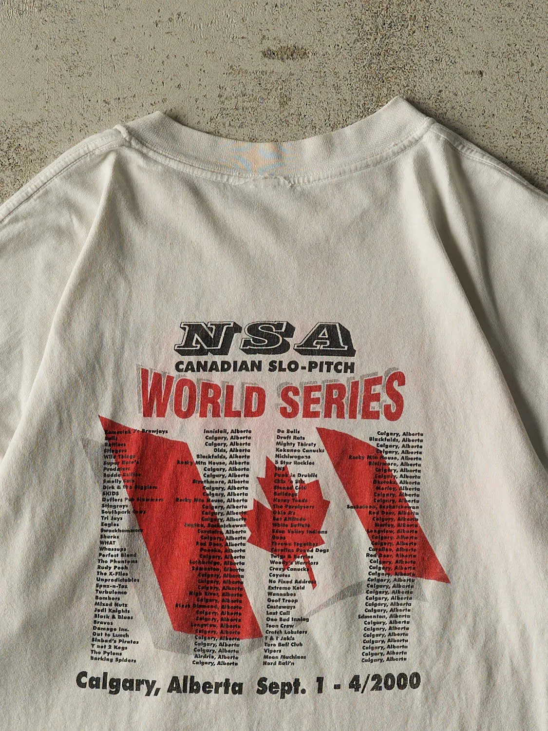 Vintage 00' White NSA Canadian Slo-Pitch Tee (L) sold by Rebalance Vintage product image thumbnail 4