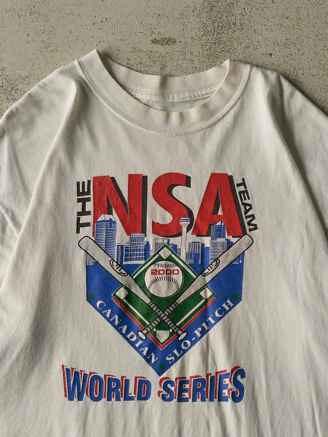 Vintage 00' White NSA Canadian Slo-Pitch Tee (L) sold by Rebalance Vintage product image thumbnail 3