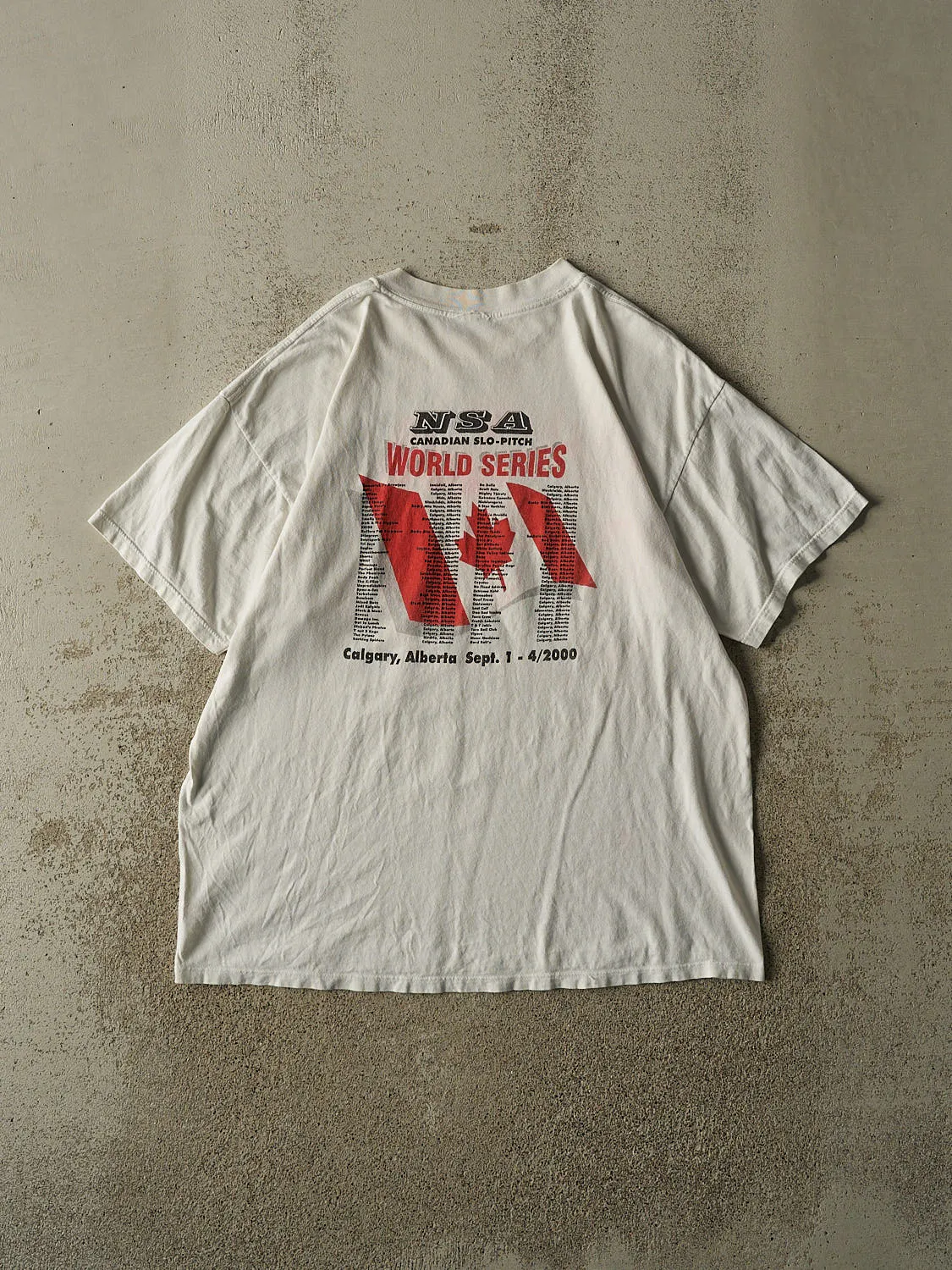 Vintage 00' White NSA Canadian Slo-Pitch Tee (L) sold by Rebalance Vintage product image thumbnail 2