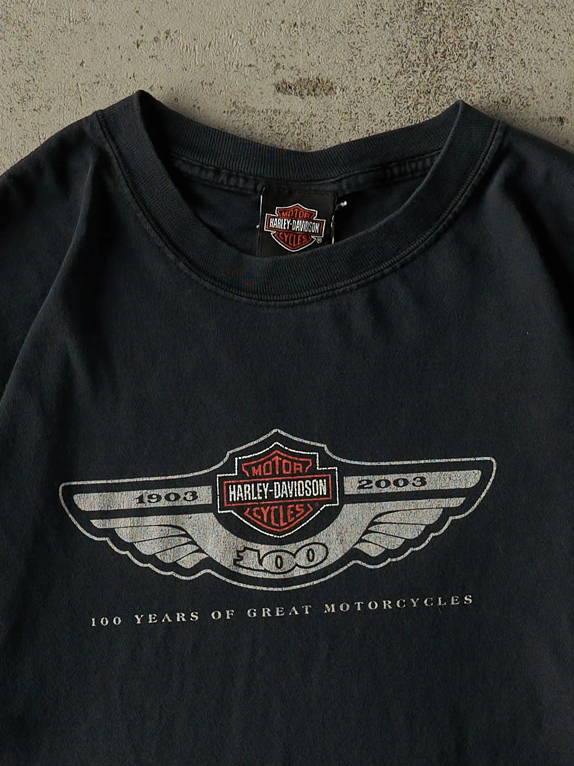 Vintage 03' Faded Black Harley Davidson Wauwatosa WI Tee (L) sold by Rebalance Vintage product image thumbnail 3
