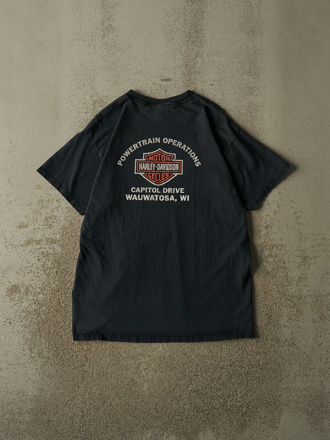 Vintage 03' Faded Black Harley Davidson Wauwatosa WI Tee (L) sold by Rebalance Vintage product image thumbnail 2