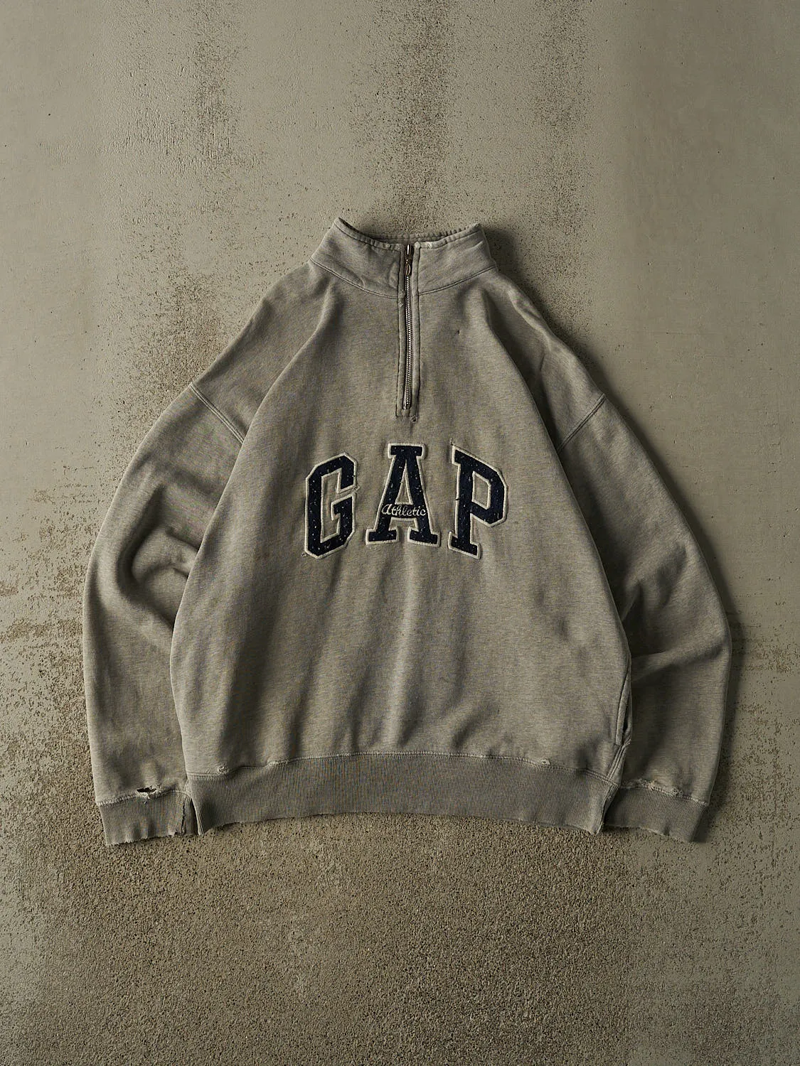 Vintage 90s Grey Gap Quarter Zip Sweater (L) sold by Rebalance Vintage