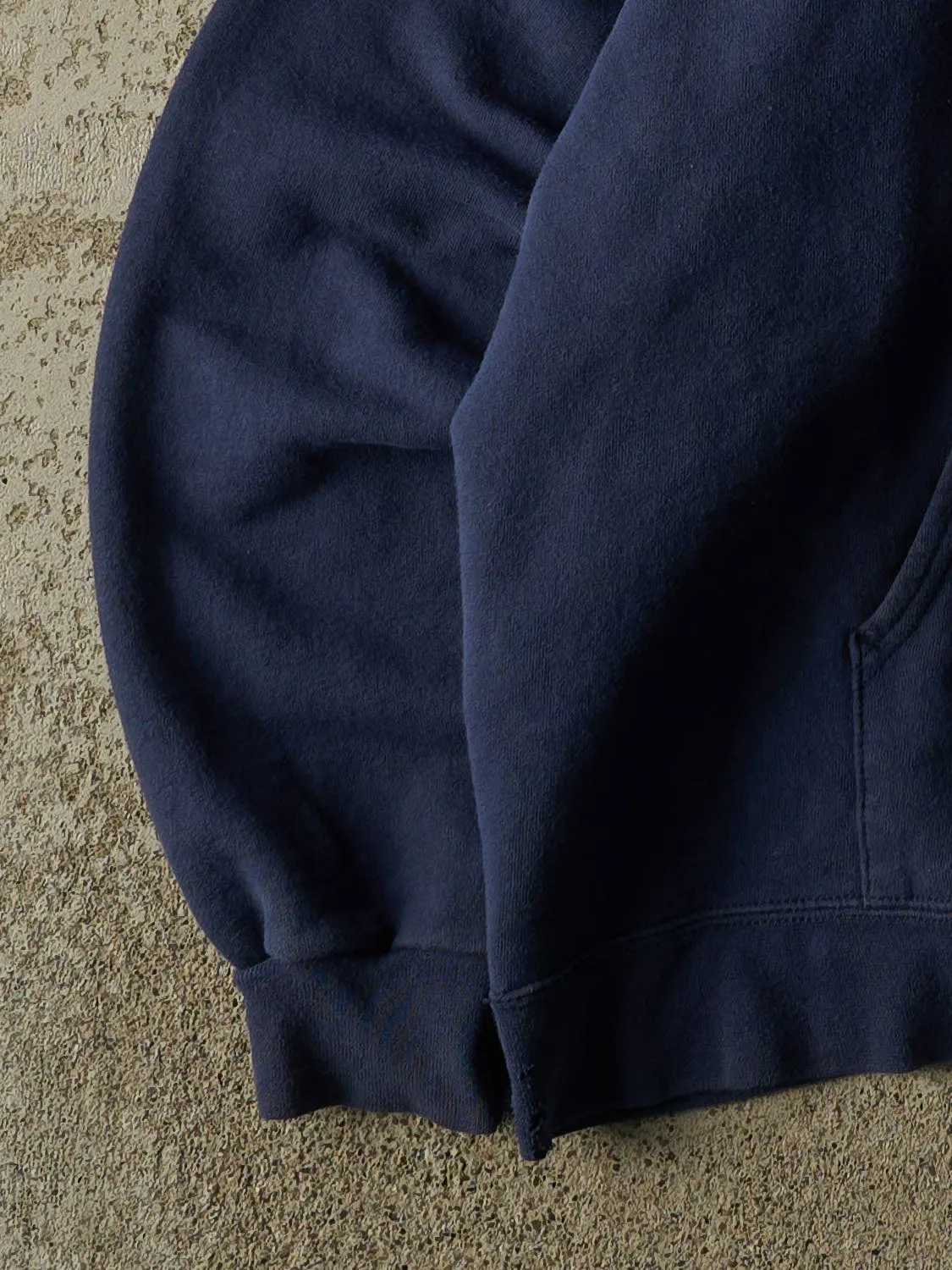 Vintage 90s Navy Blue Blank Zip Up Hoodie (XL) sold by Rebalance Vintage product image thumbnail 3